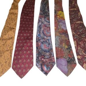 Lot of 5 Mens Ties Neckties Silk Poly Assorted Paisley Calvin Klein Botany 500